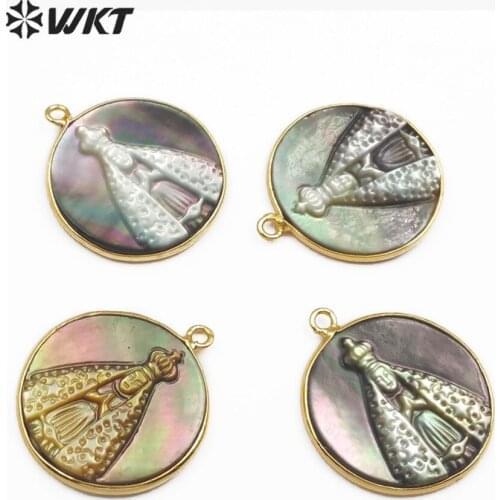 JP083 WKT New Arrival The Trendy Shell Pendant Connector With A Gold Wrap Natural Connector Can Be Given As A Gift To Others