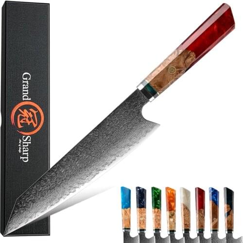 GRANDSHARP 8.2 Inch Chefs Knife 67 Layers Japanese Damascus Steel Damascus Chef Knife High Carbon Steel Kitchen Knives Gift