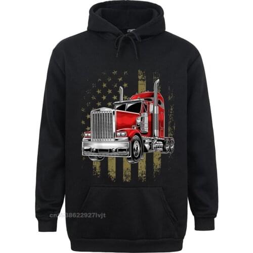 Patriotic Truck Driver American Flag Shirt Trucker Gifts Men Hoodies Men Hot Sale Printed Cotton Young Tees Leisure
