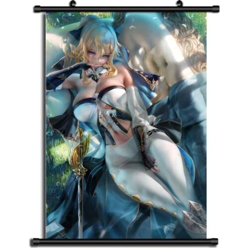 Genshin Impact Jean Anime Fabric Colth Wall Scroll Poster Home Decor Cosplay Uncensored
