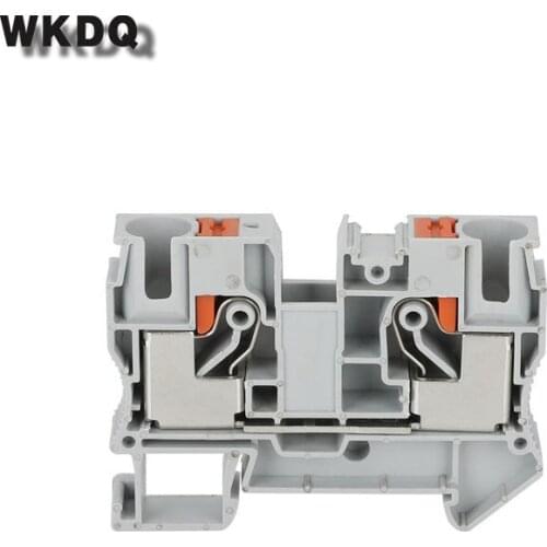 PT10 10Pcs Push-In Spring Feed-Through Strip Plug PT-10 Wire Electrical Connector Din Rail Screwless Terminal Block PT 10