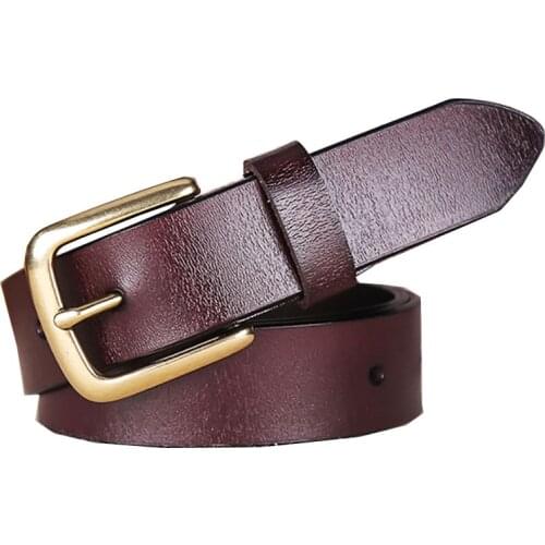 High Quality Female Waistband Belt Cow Skin Copper Pin Buckle Belt Genuine Leather Belts for Women Fashion