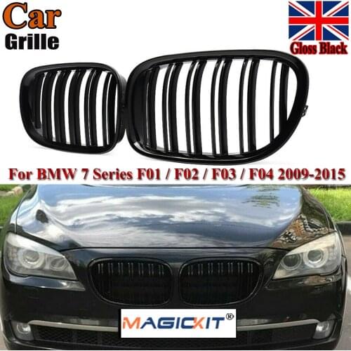 MagicKit For 09-15 BMW F01 F02 F03 F04 M Look Kidney Grille Grill Gloss Black Dual Slat