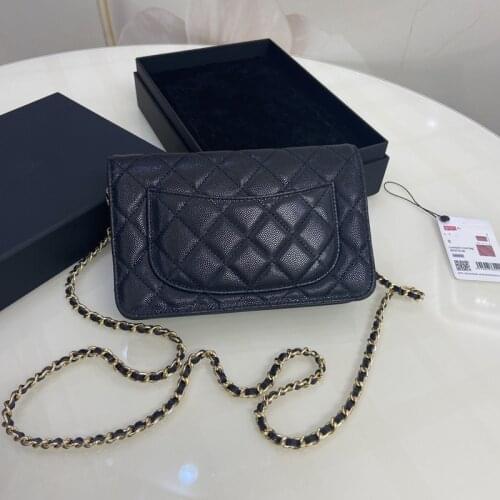 Women Bags Luxury Brand High Quality Chain Small Card Bag Mini Shoulder Phone Bag Leather Caviar Woc Fashion Simple