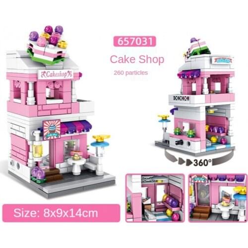 Pan Luosi 657031-8 City Miniature Street View Model diy Small Particle Children Assemble Building Blocks and Toys Girls