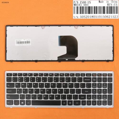 US QWERTY New Replacement Keyboard for Lenovo Ideapad Z500 Z500A P500 / P500 TOUCH Laptop Silver Frame Black Key