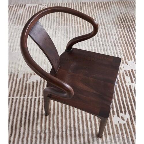 Solid Wood Dining Chair Dining Room Back Wooden Seat Board Classical New Chinese Nordic Minimalist Walnut Chair Mulan Chair