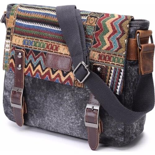 Chinese Style Women Shoulder Bag Vintage Ethnic Canvas Messenger Bag Female Casual National Bag Mujer Crossbody Bag Hanbags