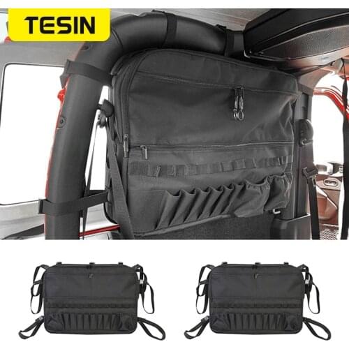 TESIN Stowing Tidying for Jeep Wrangler JL 2 Door Trunk Storage Cargo Bag Organizers Multi-Pockets Tool Anti-Roll Storage Bag
