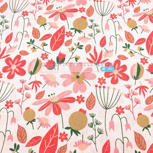 Teramila Hand Dyed Flowers Cotton Linen Fabric Meters Telas Tissu DIY Curtains Canvas Cloth Tablecloth Material Sofa Cushion Bag