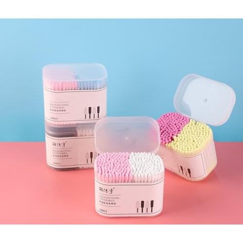 300 Pcs Cotton Buds Two Colors Double Head Multi-Function Sticks for Beauty Makeup Nose Ears Cleaning Extension Eyelash Tools