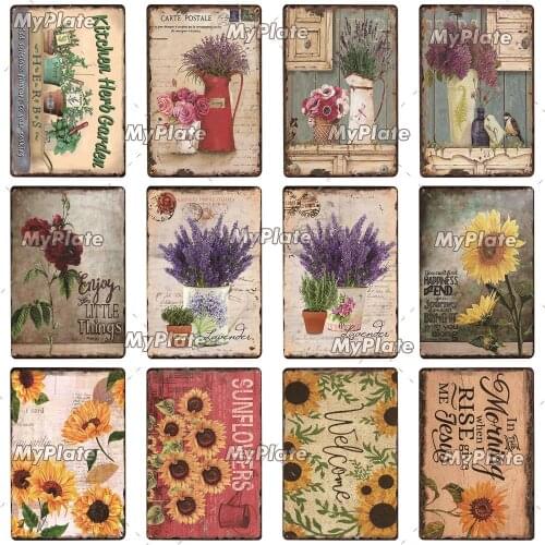 Lavender Vintage Metal Sign Tin Sign Vintage Cafe Decoration Plaque Home Wall Decor Bar Sign Home Decor Poster Drop Shipping