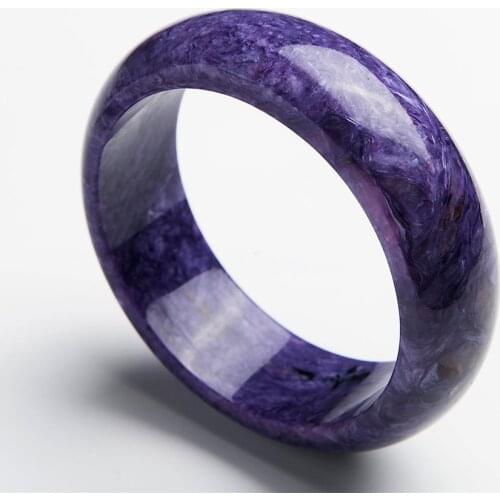 Inner Diameter 62mm Purple Round Charm Bracelet Bangles Women Mothers Gift Genuine Charoite Natural Stone Bangle Just One