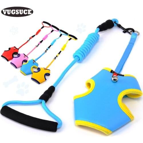 VUGSUCE Mesh Dog Harness Vest Leash Set for Small Dogs Foam Soft Handle Adjustable Puppy Pet Chest Strap Rope Leads Pet Supplies