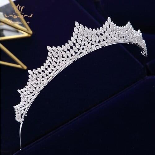 Bavoen High Quality Elegant Brides Tiaras Crowns Full Zircon Brides Headpieces Sparkling Plated Crystal Wedding Hair Accessories