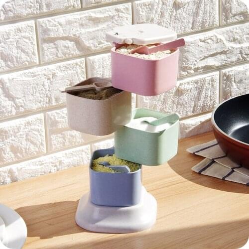 Seasoning Storage Boxes Spice Jar Spices Storager Wall Hanging Rotating Kitchen Condiment Box Kitchen Organization Tools