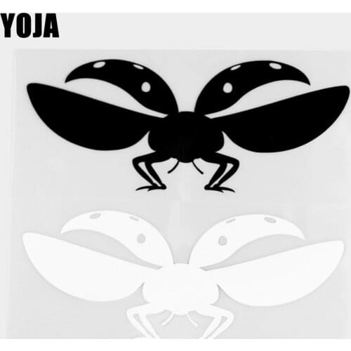 YOJA 15.6×6.3CM Flying Lady Beetle Vinyl Pattern Cartoon Decal Animals Car Stickers Black/Silver 19C-0369
