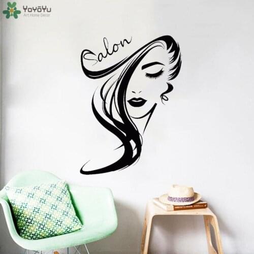 YOYOYU Wall Decal Girls Beauty Hair Salon Vinyl Wall Stickers Hairstyle Window Fashion Decor Removable Interior Design DIY SY983