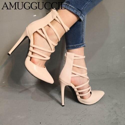 2020 New Plus Big Size 35-47 Nude Zip Fashion Sexy High Heel Party Wedding Spring Summer Female Ladies Shoes Women Pumps D1273