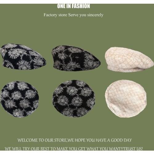 2021Women Polyester Cotton Blend Berets Winter Autumn Octagonal Beret Caps Stylish Artist Painter Hats Classic Lattice Beret Hat