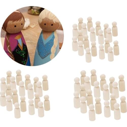 60 Pieces Men Unfinished Wood Peg Doll Natural Wooden DIY Craft Kid Dolls Decor Peg People Wedding Cake Toppers DIY Craft Toys