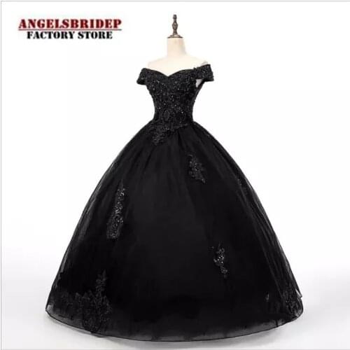 Angelsbridep Black Sweetheart Ball Gown Quinceanera Dresses Vestidos De 15 Anos Off-Shoulder Sweet 16 Dress Princess Party Gowns