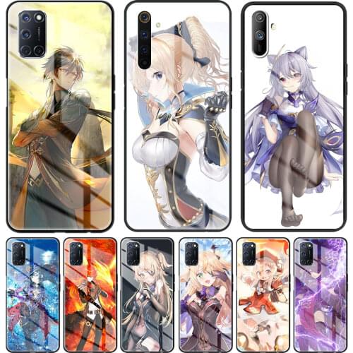 Genshin impact Cute Phone Case for Realme C3 6 5 7 Pro XT Cover for Oppo A52 Find X2 Lite A9 2020 Glass Funda Shell Couqe