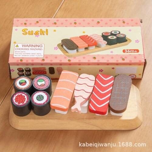 Childrens Wooden Simulation Play Sushi Group Food Cognition Cooking Cooking Set Girls and Boys Fancy Toy