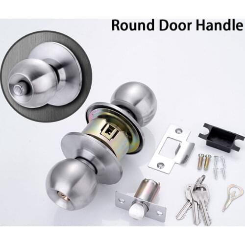 Stainless Steel Door Lock 30mm-50mm Bathroom Round Ball Door Knob Set Handle Entrance Passage Lock Internal Door Knob Pair