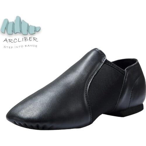 Jazz Dance Shoes Slip On Genuine Cow Leather For Men Women Kids, Soft Stretch, Sneakers For Salsa Ballet Ballroom Dancing