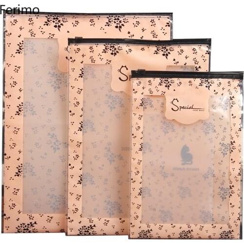 Ferimo 100pcs Personality clothing packaging bags translucent orange zipper zip lock plastic bags socks underwear storage pocket