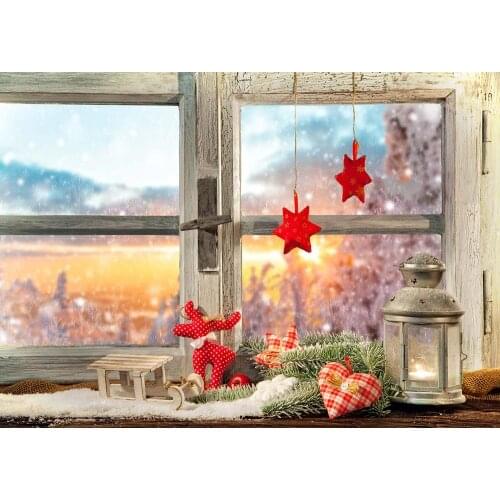 Christmas Backgrounds Photography Studio Xmas Star Window Candle Photo Backdrops Home Decoration Family Party Baby Photo Booth