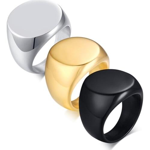 Customize Personalize Big Signet Rings for Men DIY Blank Ring for Engraving Cool Wedding Band