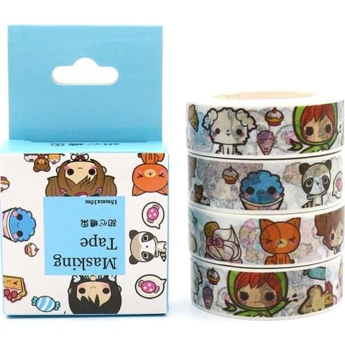 Box Package Kawaii Girl And Candy Washi Tape Adhesive Stickers Pattern Masking Tape Cheap Price Decorative Tape 10m*15mm