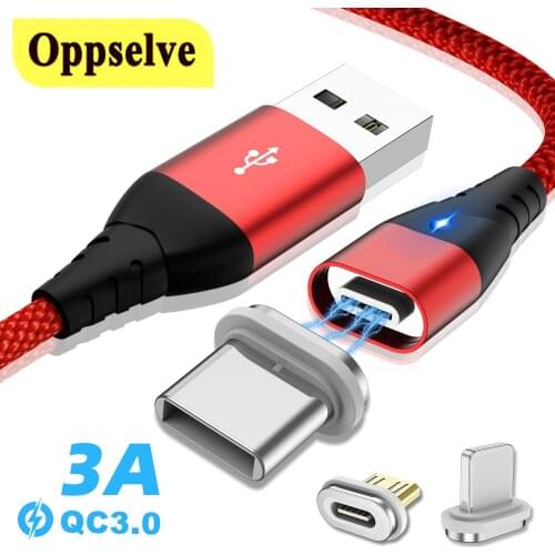 3A Fast Charging Magnetic USB Cable Charger 2m Micro USB Data Cable For iPhone 12 11 Samsung S10 9 Huawei Xiaomi mi10 Usb Type C