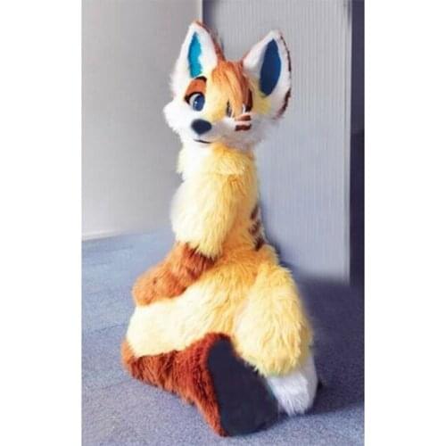 Mid-length Fursuit Husky Fox Mascot Costume Halloween Party Cosplay Walking Performance Clothes Adult Size