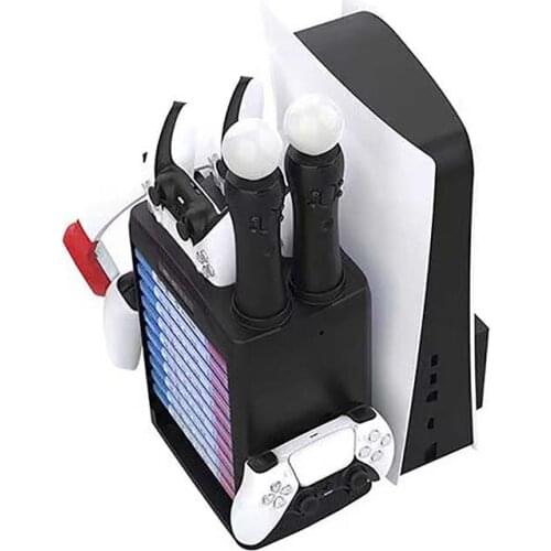 Cooler Fan Multifunctional Storage Rack Charging Dock Stand Holder With Headset Disc Storage Bracket for PS5/PSMOVE