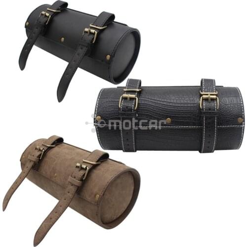 Motorcycle Saddle Bags Leather Retro Motorbike Side Front Rear Tool Storage Tail Bag PU Luggage Bag Pouchs for Harley Care Racer
