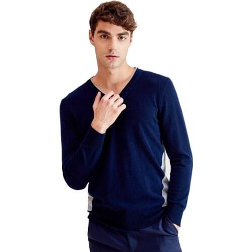 ZHILI Mens V-Neck Pullover Cashmere Sweater