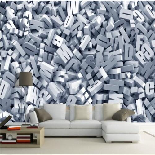 Photo wallpaper 3D stereo alphabet TV background wallpaper custom living room bedroom studio lobby mural