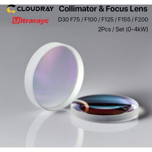 Ultrarayc Fiber Laser Collimator & Focus Lens D30 F75/F100/F125/F150/F200 2Pcs/Set for Raytools WSX Bodor Laser Head BT240S ect