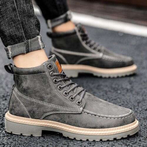 Autumn Mens Martin Boots Short Boots Tooling Boots Mens Shoes British Style High-top Mens Motorcycle Boots