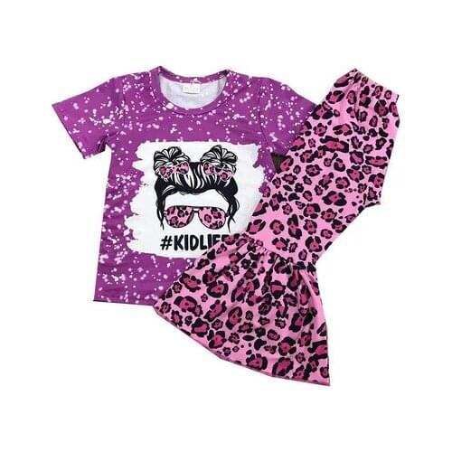 Baby Girls Autumn Suit Fashion Childrens Purple Animated Cartoon Shirt + Bell Pants Two-piece Childrens Clothes