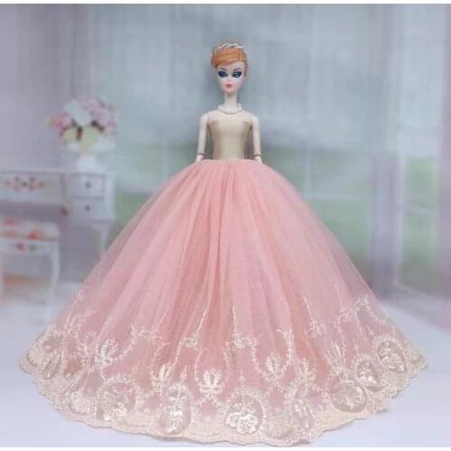 1/6 BJD Doll Dress For Barbie Doll Clothes Pink Floral Wedding Party Gown Evening Dress Outfits For Barbie Accessories Toys Gift