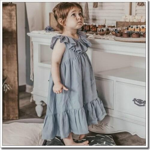 Baby Girl Dress Tutu Princess 1-5 Years Birthday Party Clothing Summer Princess Soild Flax Kids Girls Dresses Children Clothes