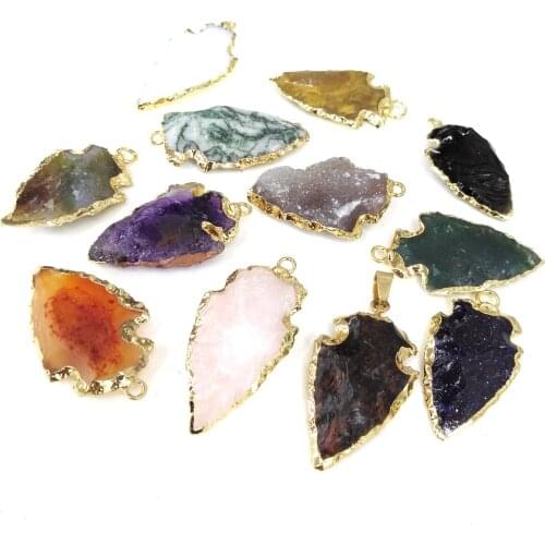 Natural Stone Agates Pendant Charms Leaf Shape Crystal Necklace Pendants for Jewelry Making DIY Necklace Gift Size 20x35-19x41mm