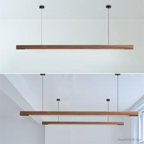 Simple Solid Wood Led Long Strip Pendant Lights Restaurant Bar Office Hanglamp Dining Room Nordic Modern Home Decor Pendant Lamp