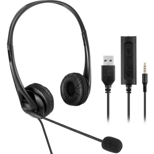 Wired Gaming Headset with Mic 3.5mm/USB Plug Over-Ear Office Headphone with Mic Volume Control for PC Mobile Phone