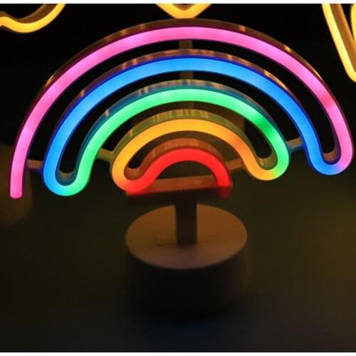 Rainbow Holiday LED Neon Sign Lightning Shaped USB Battery Operated Night Light Decorative Table Lamp For Home Party Living Room