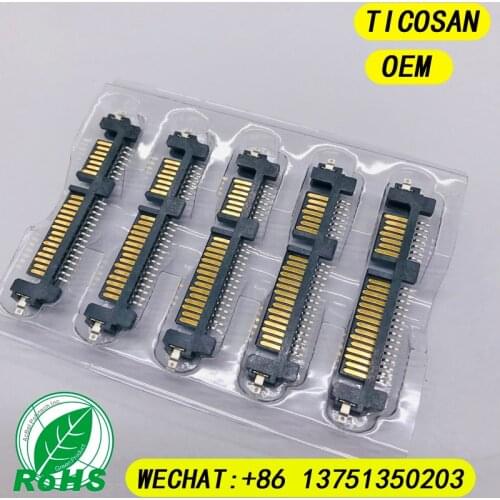 10PCS SATA connector male SMT 7P+15P 22Pin 7+15 Connector socket 180° H1.70mm for SATA hard disk interface 22pin PCB board